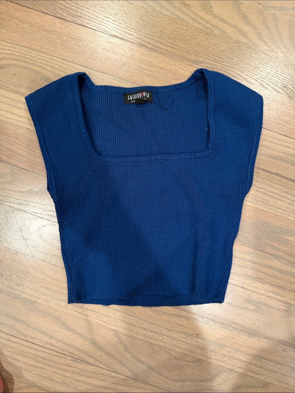 Fashion Nova Royal Blue Ribbed Square Neck Crop Top